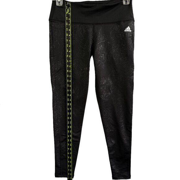 NWT ADIDAS CLIMALITE Embossed Black Floral Tights Active Leggings Women’s Size L - Picture 9 of 13